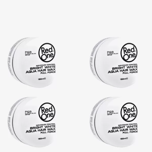 Red One Bright White Aqua Hair Wax - 4x150ml Vorteilspackung - Starker Halt & Fruchtiger Duft für Perfekte Frisuren