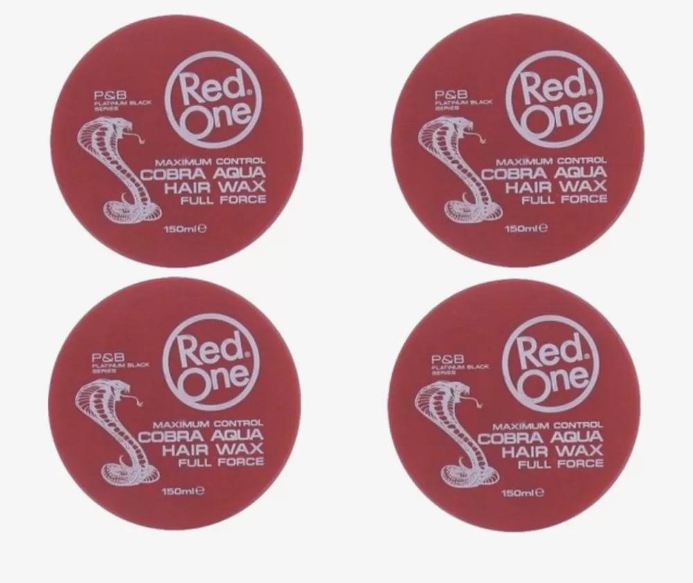 Red One Cobra Rood Aqua Hair Wax - 4x150ml Voordeelverpakking - Glanzend, Vitamines, Langdurige Styling, Voorkomt Vervetting