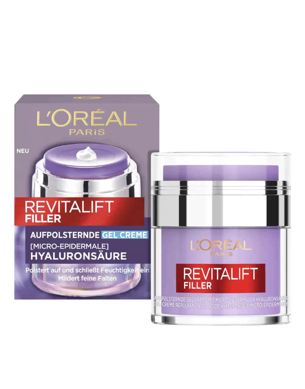 L'Oréal Paris Revitalift Filler GEL-Cream 50ml - Verstevigende Gezichtscrème met Hyaluronzuur en Ceramiden voor Hydratatie en Volume