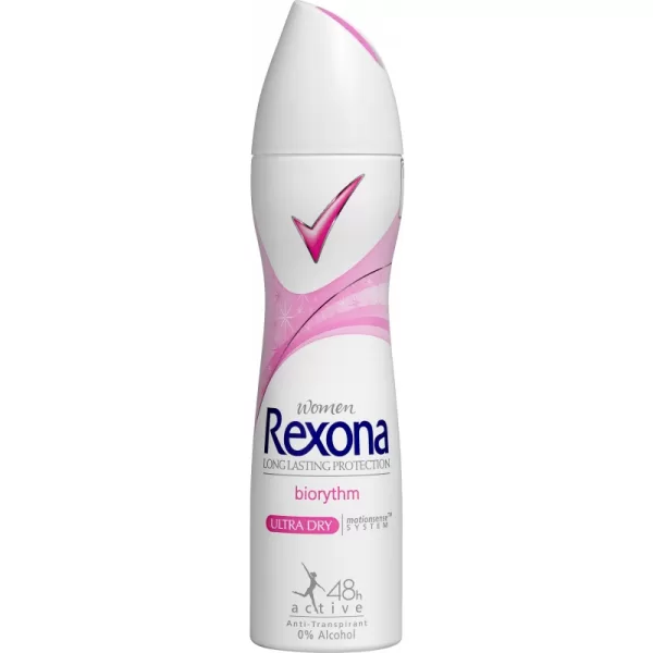 Rexona Biorythm Aloe Vera Deospray 150 ml - 48 uur bescherming, alcoholvrij, MotionSense technologie, frisse geur, dermatologisch getest, voor vrouwen.