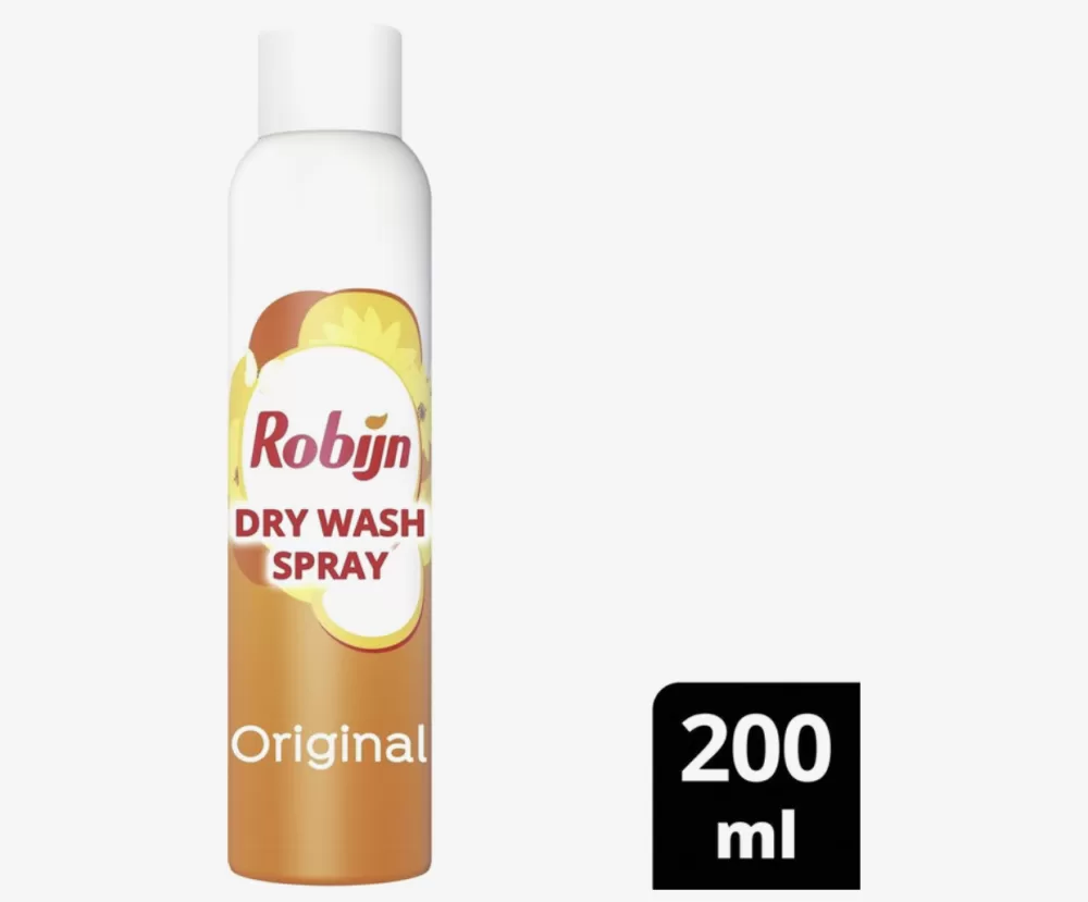 Robijn Dry Wash Spray Original 200 ml – Neutraliseert geurtjes, ontkreukt, verzacht stoffen, herstelt kledingvorm – Voor 20-25 kledingstukken