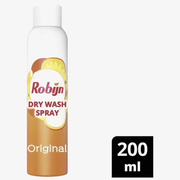 Robijn Dry Wash Spray Original 200 ml – Neutraliseert geurtjes, ontkreukt, verzacht stoffen, herstelt kledingvorm – Voor 20-25 kledingstukken