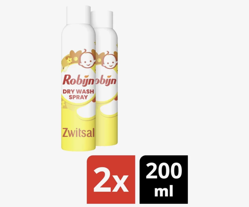 Robijn Dry Wash Spray Zwitsal - Voordeelverpakking 2x200ml - Verfrist, ontkreukt & verzacht kleding tussen wasbeurten - 25 toepassingen