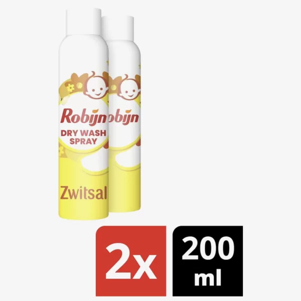 Robijn Dry Wash Spray Zwitsal - Voordeelverpakking 2x200ml - Verfrist, ontkreukt & verzacht kleding tussen wasbeurten - 25 toepassingen