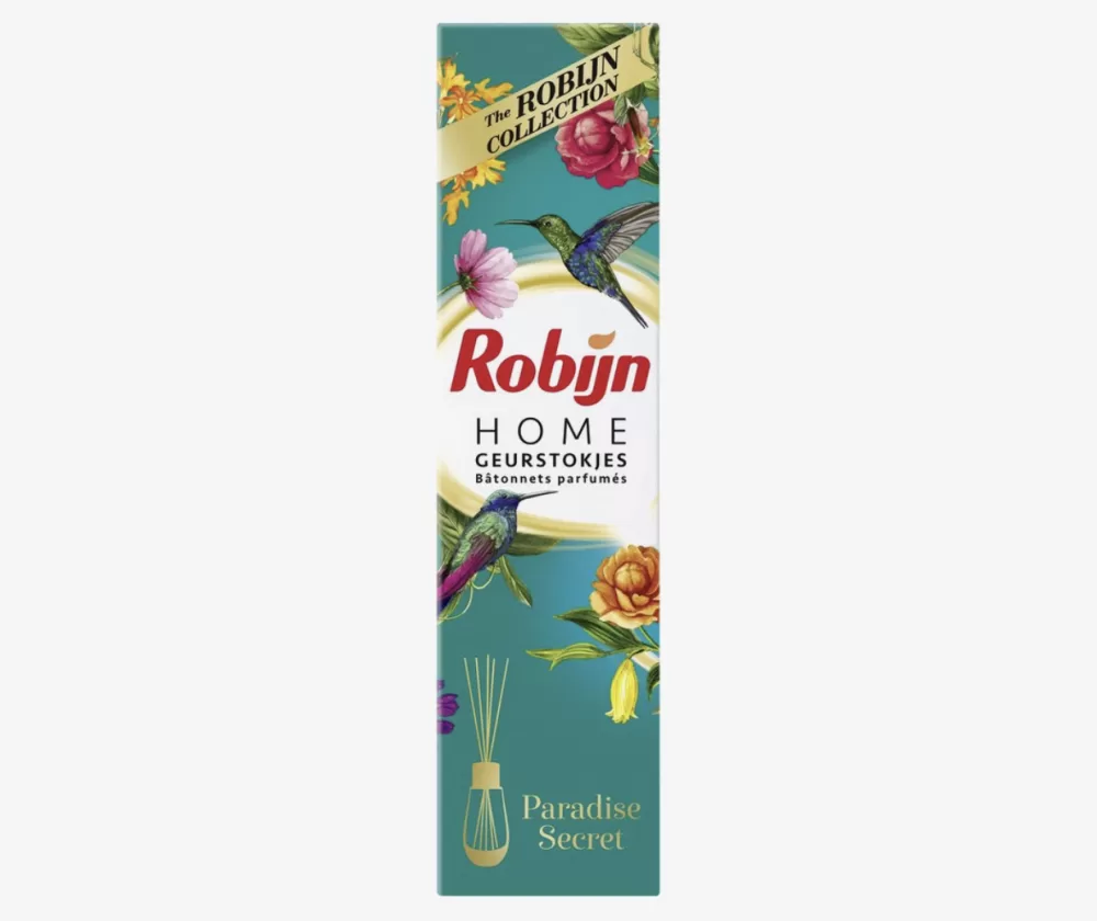 Robijn Home Paradise Secret Geurstokjes 45 ml - Fris Huisgeur, Langdurige Verspreiding, Stijlvol Flesje, Perfect voor Woonkamer, Slaapkamer, Badkamer