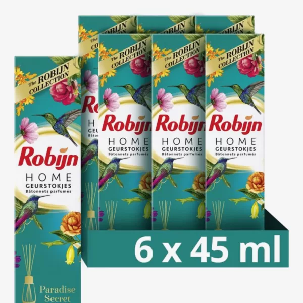 Robijn Home Paradise Secret Geurstokjes - 6x45ml Voordeelverpakking voor een Fris Huis - Ideaal voor Woonkamer, Slaapkamer & Badkamer