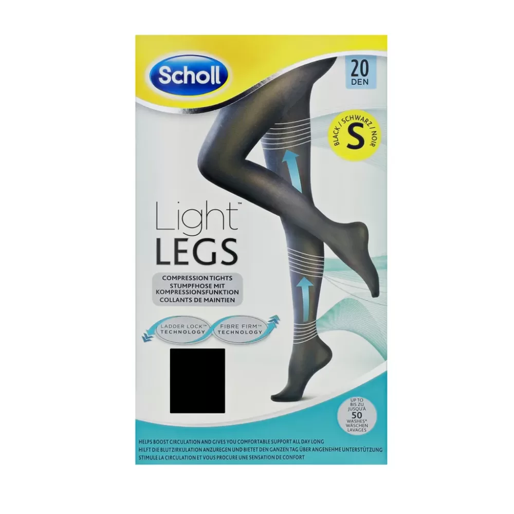 Scholl Light Legs 20 Denier Zwart Panty Maat S - Compressie voor Mooi Gevormde Benen, Ademend, Tot 100 Wassen, Verstevigend, Comfortabel