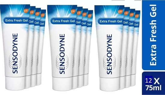 Sensodyne Extra Fresh Gel Tandpasta 12x75ml | Voor Gevoelige Tanden | Langdurige Bescherming & Frisse Mintsmaak