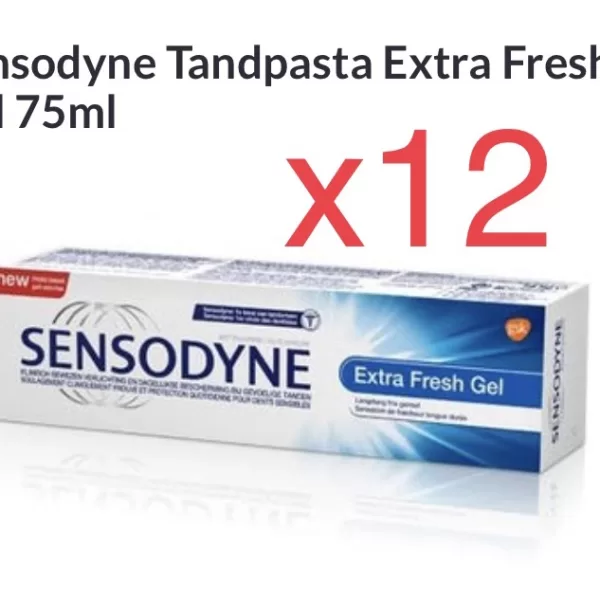 Sensodyne Extra Fresh Gel Tandpasta voor Gevoelige Tanden - 75 ML (12 stuks) - 24/7 Bescherming, Fluoride, Langdurig Fris Gevoel