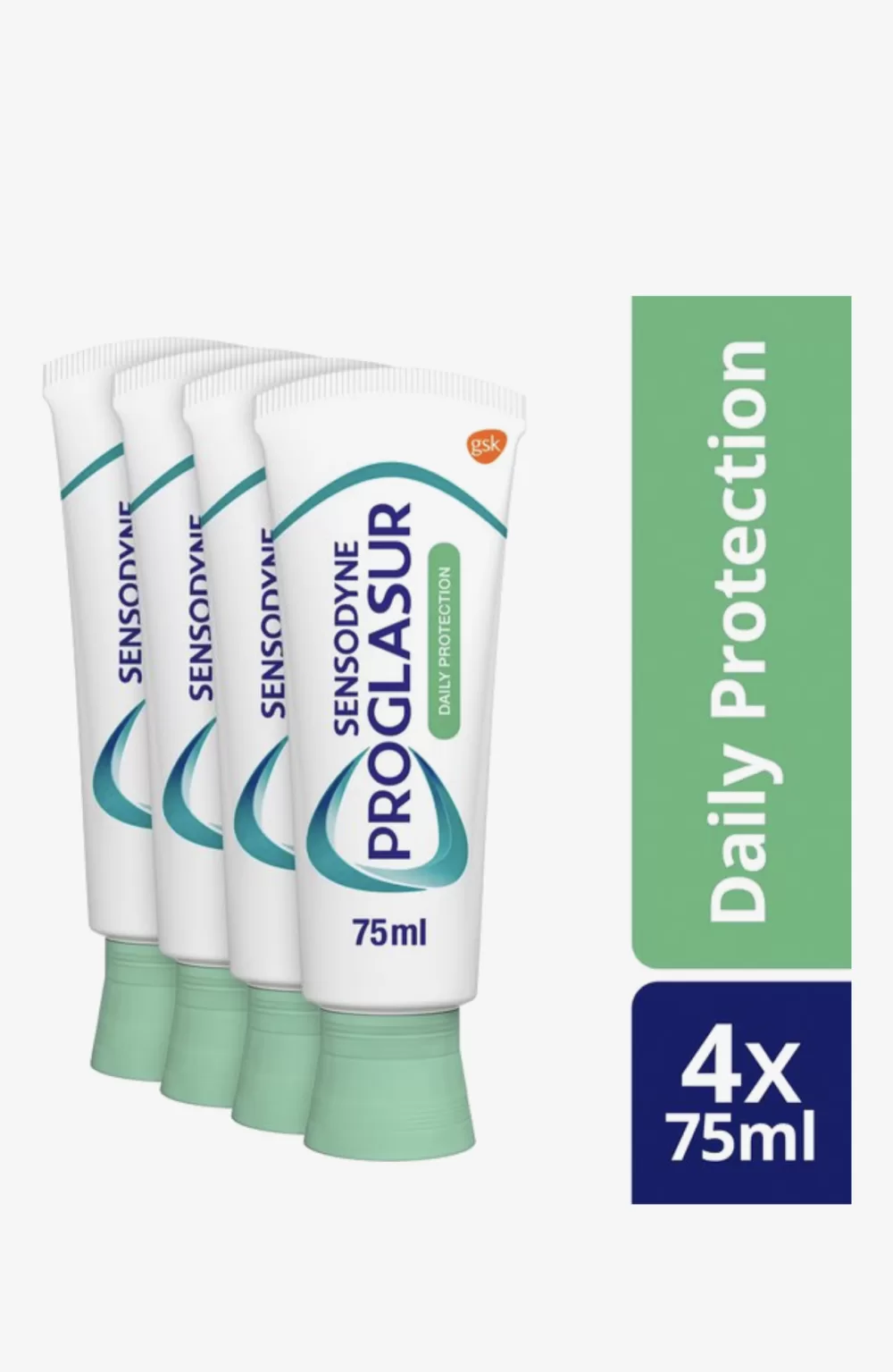 Sensodyne Proglasur Daily Protection 4-pack – Versterkt Tandglazuur, Bescherming Tegen Gaatjes, Frisse Adem, Optimale Fluoride Formule