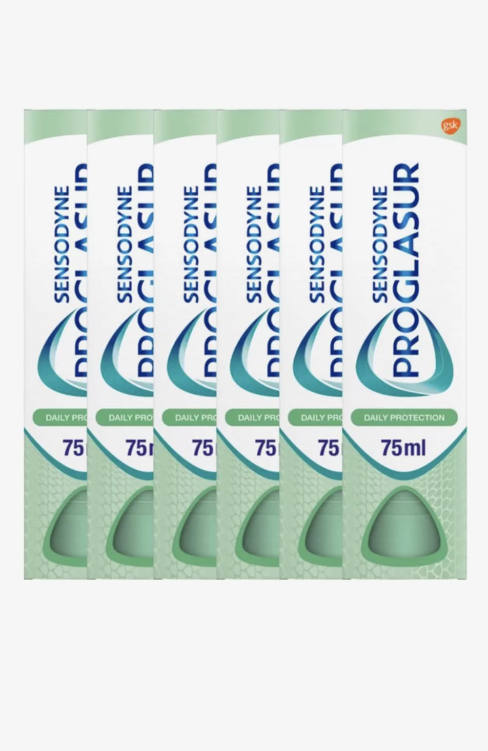 Sensodyne ProGlasur Daily Protection Tandpasta 6 x 75 ml - Voordeelverpakking voor sterk tandglazuur, bescherming tegen tanderosie en cariës.