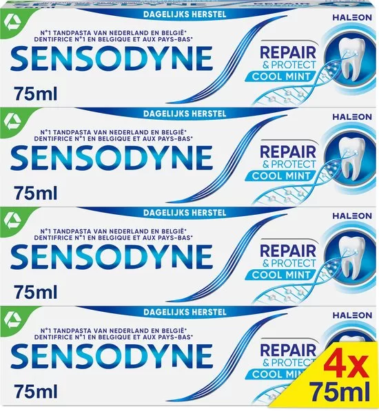 Sensodyne Repair & Protect Tandpasta 4-pack - Voor Gevoelige Tanden, NovaMin Formule, Fluoride, Krachtig Herstel, Klinisch Bewezen