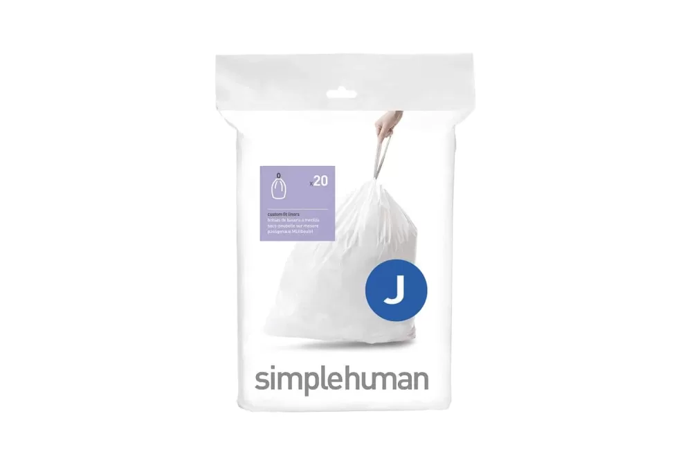 Simplehuman Müllbeutel Code J - Passgenau, starke Doppelnähte, leicht entnehmbar, für Sensor- und Treteimer, 100% rissfest, 30 Stück