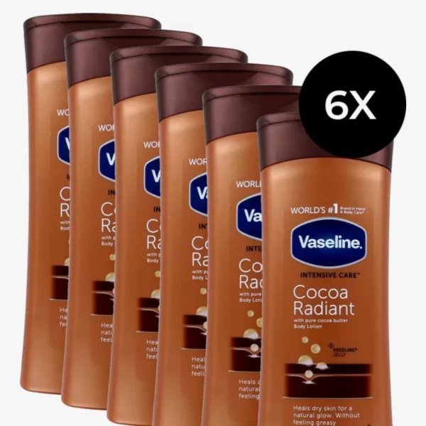 Vaseline Intensive Care Cocoa Radiant Body Lotion 400 ml, 6er Pack – Feuchtigkeitsspendend, Hautpflege für strahlende Haut