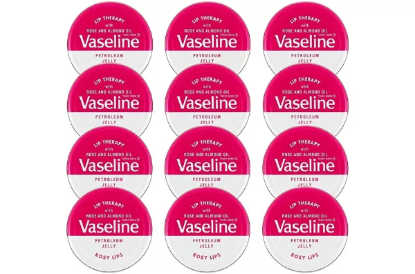 Vaseline Lip Therapy Rosy Lips - 12 stuks - Verzorgende Lippenbalsem met Rozen- en Amandelolie, Mooi Roze Gloss voor Droge Lippen