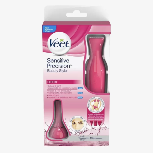 Veet Sensitive Precision Trimmer Expert - Roze, Waterproof, 2-in-1 Trimhoofd, Ideaal voor Wenkbrauwen, Bikinilijn & Gezicht, Inclusief Accessoires