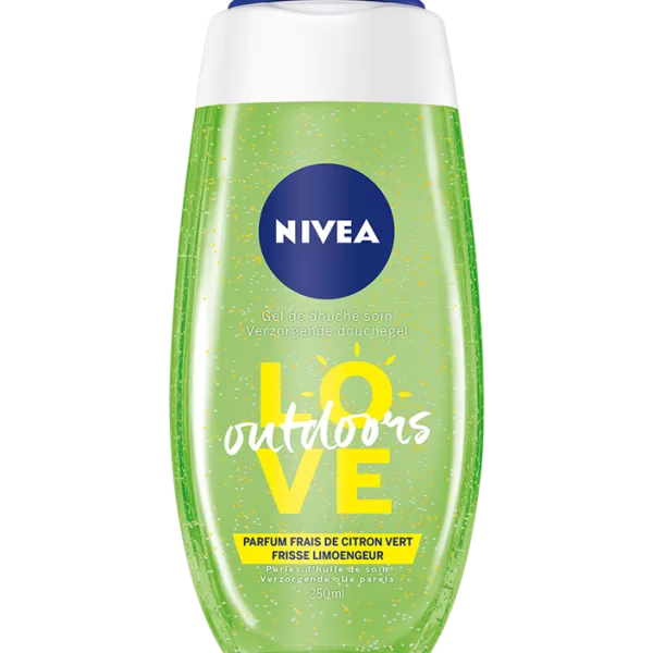 Verzorgende Douchegel Love Outdoors 250ml – Frisse Limoengeur & Hydraterende Olieparels voor een Zijdezachte Huid