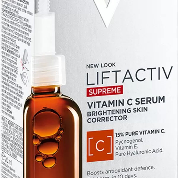 Vichy Liftactiv Supreme Vitamin C Serum 20ml - Anti-rimpels, Stralende Huid, 15% Vitamine C, Hyaluronzuur, Egaliseert Teint, Zonder Parfum