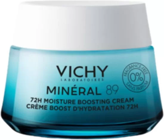 Vichy MINÉRAL 89 72u Hydraterende Boost Crème zonder Parfum - 50ml | Versterkt Huidbarrière, Hydrateert tot 72u, Dermatologisch Getest