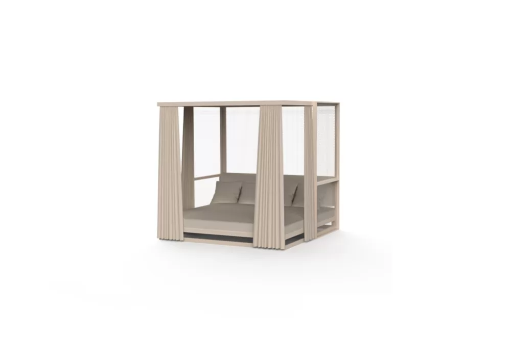 Vondom The Factory Daybed Crema Taupe | Luxuriöses Aluminium-Gartenmöbel mit Kissen | Stilvolle Outdoor-Eleganz