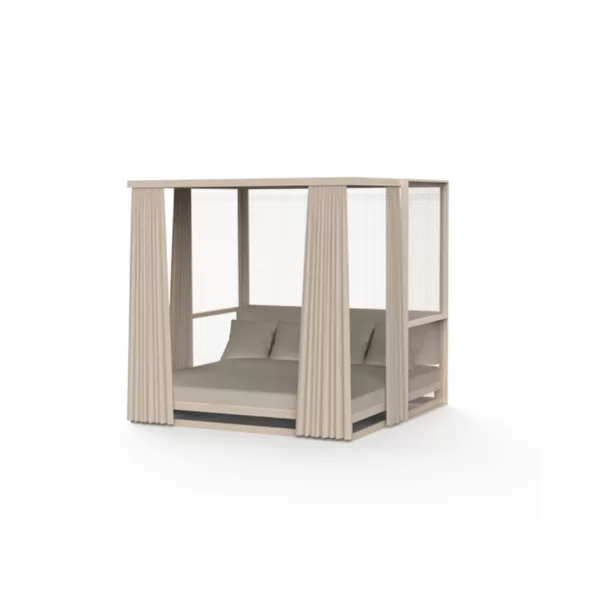 Vondom The Factory Daybed Crema Taupe | Luxuriöses Aluminium-Gartenmöbel mit Kissen | Stilvolle Outdoor-Eleganz