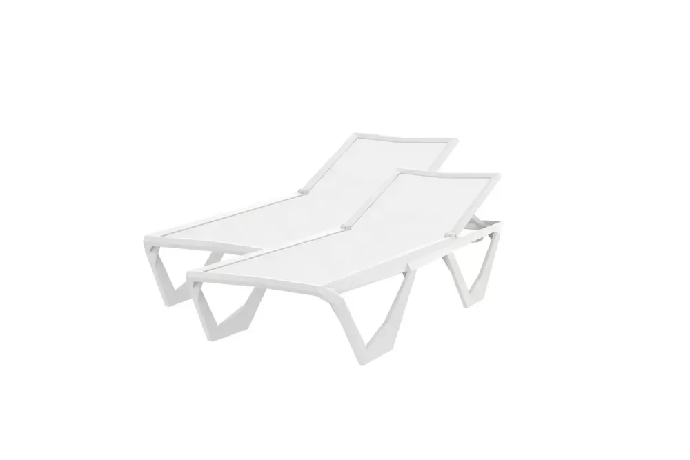 Vondom Voxel Sonnenliege 2er Set Weiß | Designerliege von Karim Rashid | Witterungsbeständig, stapelbar, verstellbare Rückenlehne