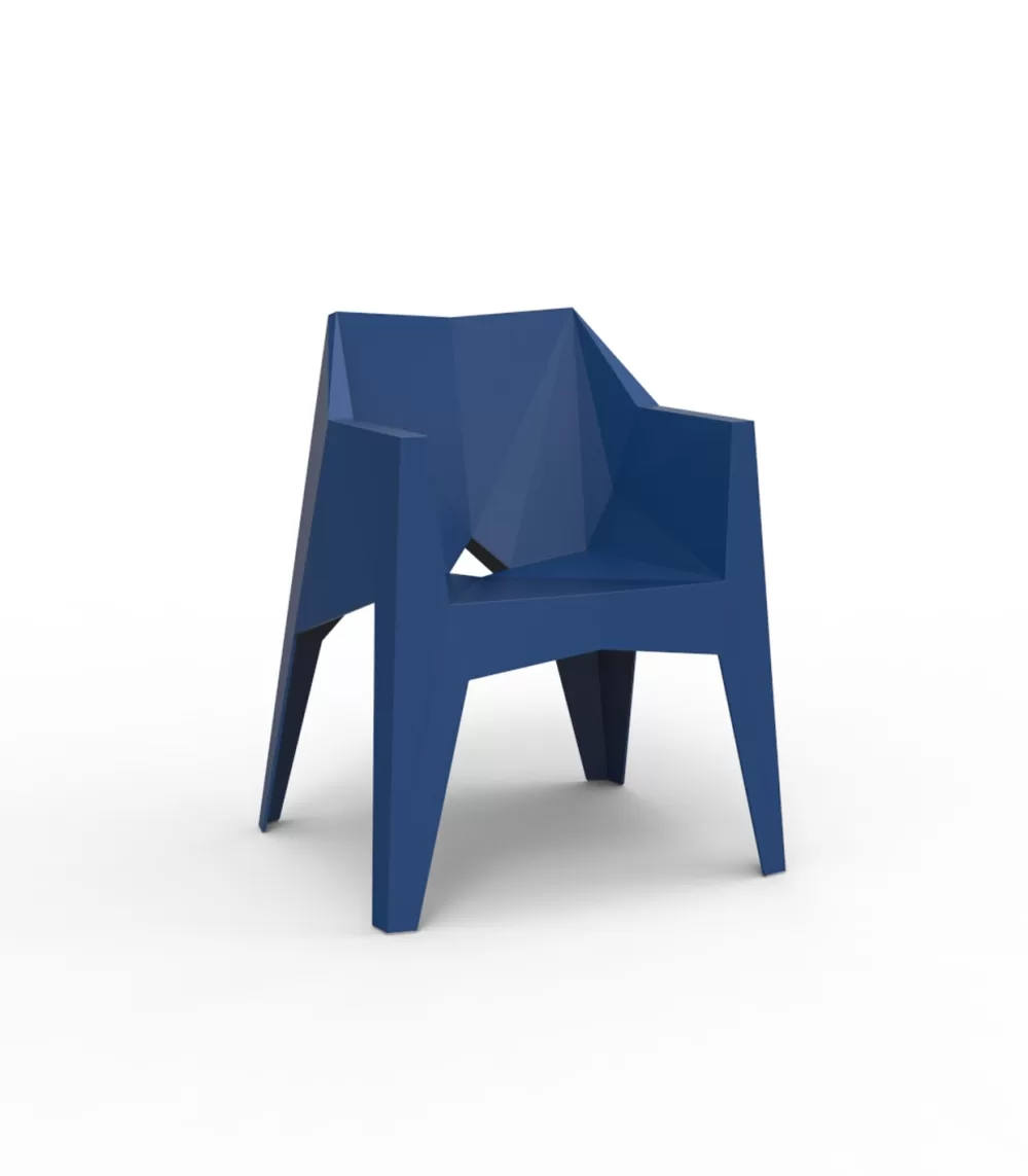 Vondom Voxel Stuhl mit Armlehne - Navyblau, Designer Karim Rashid, modernes Kunststoff-Design, bequem & umweltfreundlich, ikonische Geometrie