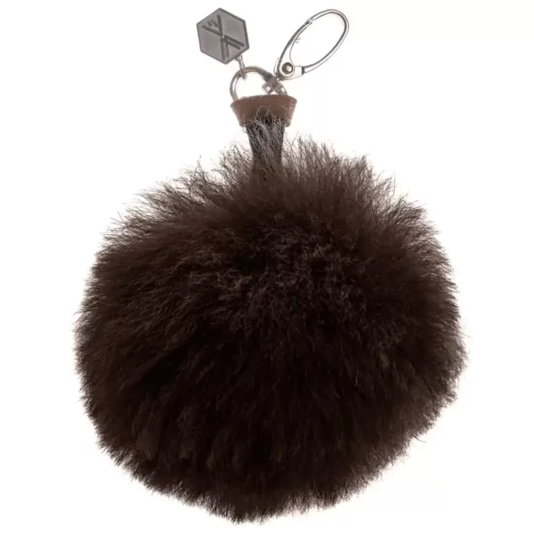 WEICH Couture Alpaca Pompon Schlüsselanhänger CLAVE – Dunkelbraun, 100% Royal Alpaca, hypoallergen, eleganter Geschenkkarton