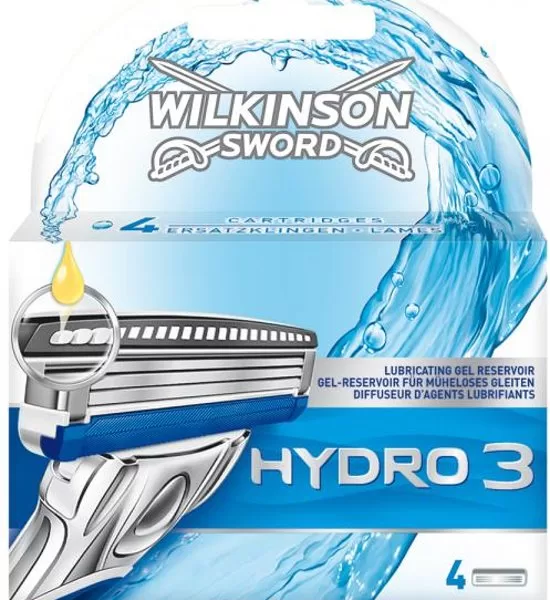 Wilkinson Hydro 3 Rasierer Klingen – 4 Stück, für eine sanfte und gründliche Rasur, Hautkomfort, langlebige Qualität.