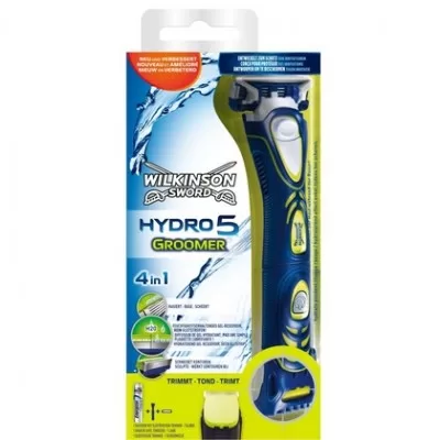 Wilkinson Hydro 5 Groomer – Rasierer mit 5 Klingen, Feuchtigkeitsstreifen & ergonomischem Design für präzises Rasieren und Pflege.