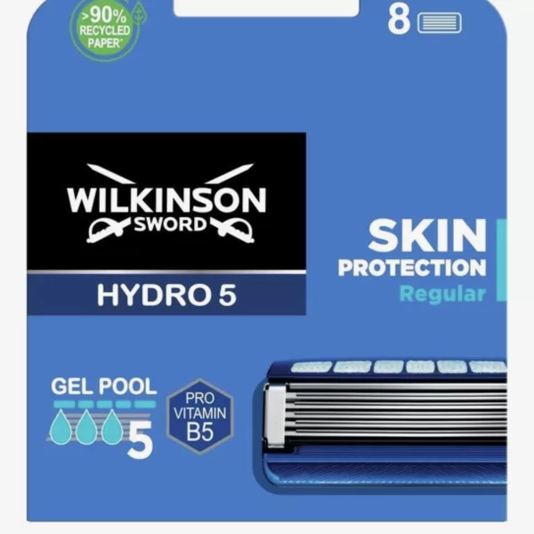 Wilkinson Hydro 5 Rasierer - 8 Stück, für eine sanfte und gründliche Rasur, mit feuchtigkeitsspendenden Gelkissen, ideale Hautpflege.