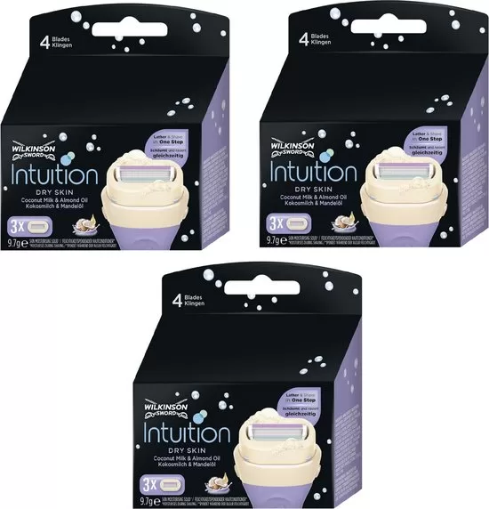 Wilkinson Intuition Dry Skin Scheermesjes - 9 Stuks - Vijf Koppige Basis voor Glad Scheerresultaat & Huidbescherming