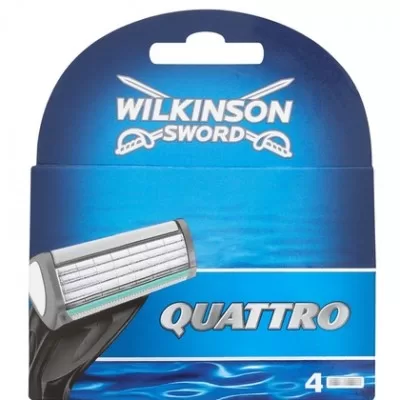 Wilkinson Quattro Rasierer - 4 Klingen für eine sanfte und präzise Rasur, 4 Stück, Ideal für empfindliche Haut, Perfekte Rasur für Männer und Frauen