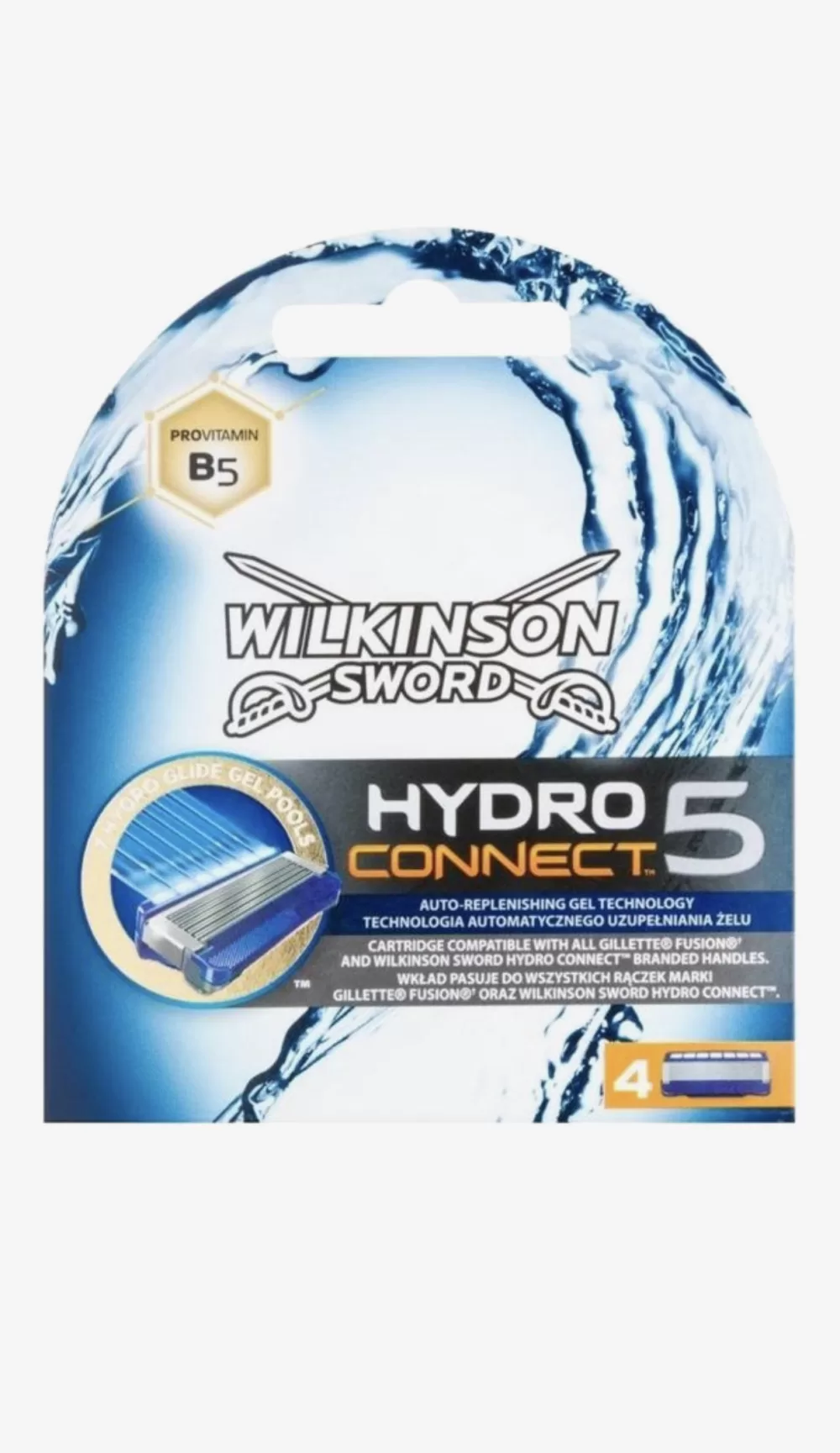 Wilkinson Sword Hydro 5 Connect Scheermesjes - 4 Stuks, Ultra Glide Bladen, Huidverzorgend, Compatibel met Gillette Fusion, Irritatiebescherming