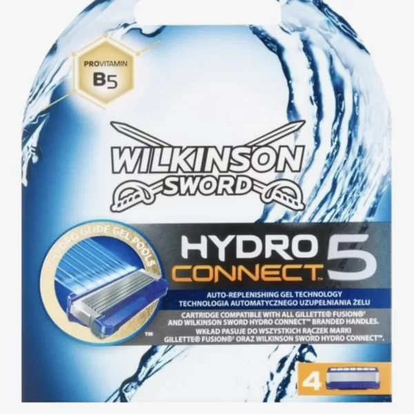 Wilkinson Sword Hydro 5 Connect Scheermesjes - 4 Stuks, Ultra Glide Bladen, Huidverzorgend, Compatibel met Gillette Fusion, Irritatiebescherming