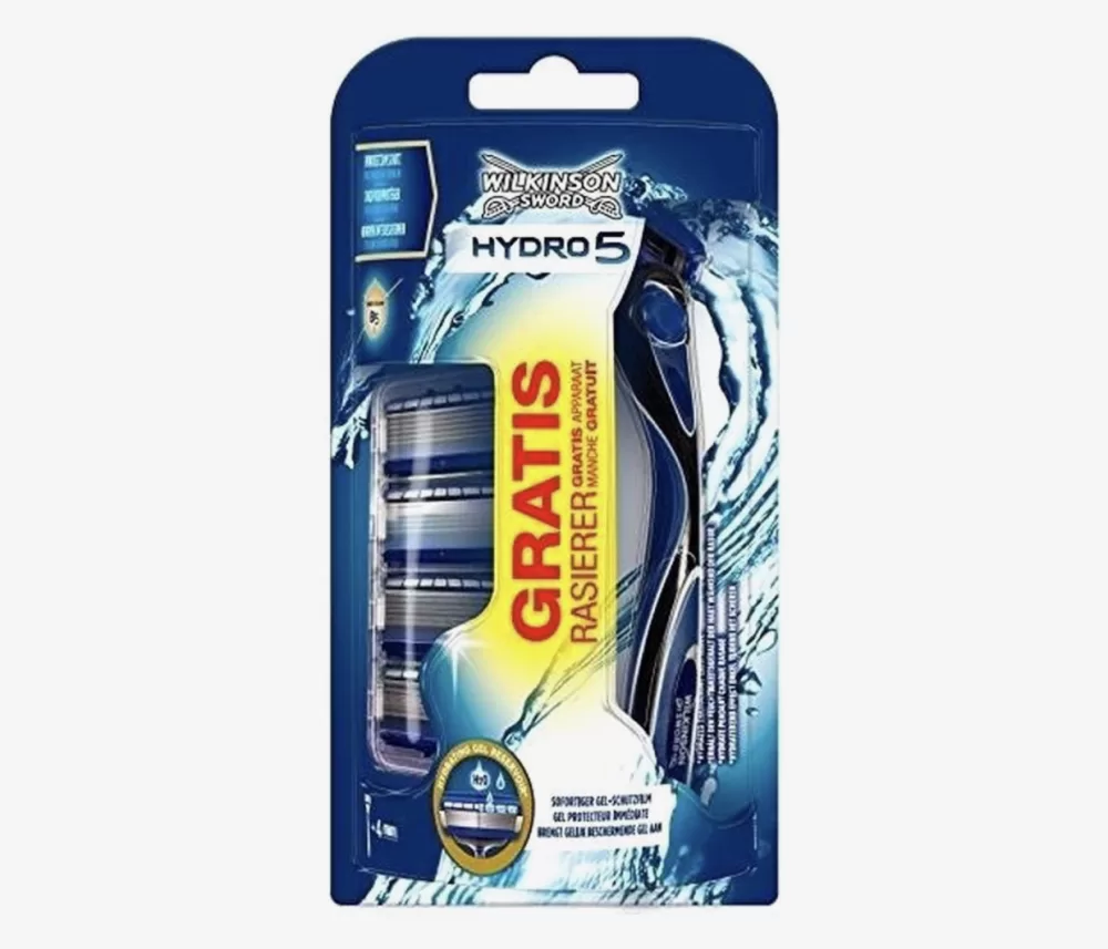 Wilkinson Sword Hydro 5 Rasierer + 4 UltraGlide Klingen – Komfortables, hautschonendes Rasieren mit Flip-Trimmer und Provitamin B5 Gel