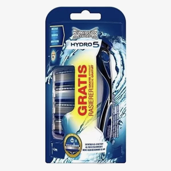 Wilkinson Sword Hydro 5 Rasierer + 4 UltraGlide Klingen – Komfortables, hautschonendes Rasieren mit Flip-Trimmer und Provitamin B5 Gel