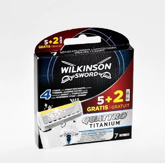 Wilkinson Sword Quattro Titanium 7 Nachfüllklingen – Kompatibel mit allen Quattro Geräten, für eine sanfte und präzise Rasur