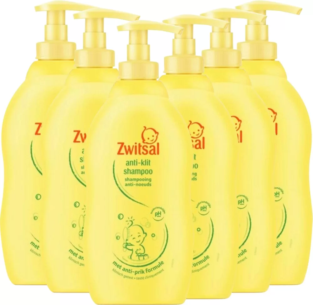 Zwitsal Anti Klit Shampoo Voordeelverpakking 6 x 400ml - Zachte, zeepvrije verzorging met kokosolie en vitamine E voor babyhaar