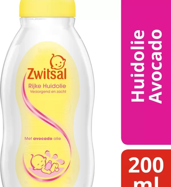 Zwitsal Rijke Huidolie Avocado 200ML - Hypoallergene Babyolie met Vitamine E, Dermatologisch Getest, Verzachtend & Hydraterend, Vertrouwde Geur