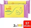 Zwitsal Sensitive Billendoekjes - 2x57 Stuks - Voordeelverpakking - Voor Gevoelige Babyhuid - Met Zinkzalf en Kamille - Alcoholvrij