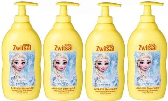 Zwitsal Frozen Anti-Klit Shampoo Kids - 4 x 400 ml - Mild, Parabenfrei, Dermatologisch Getestet, Ideaal voor Dagelijks Gebruik