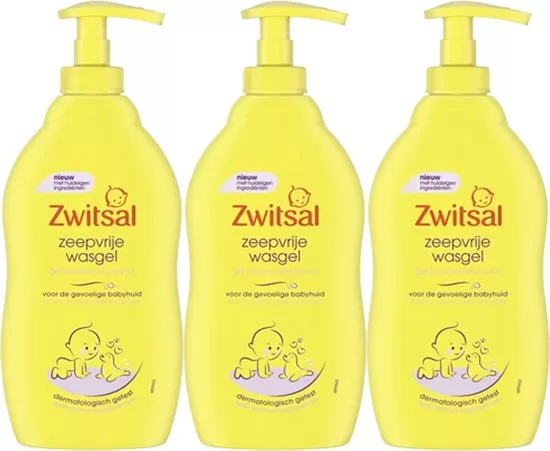 Zwitsal Baby Zeepvrije Wasgel - 3 x 400 ml - Hypoallergeen, pH-neutraal, Dermatologisch Getest, Voor Zachte en Hydraterende Huidzorg