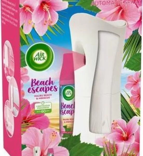 Air Wick Freshmatic Starterkit Beach Escape – Automatische Luchtverfrisser, 60 Dagen Geur, Malibu Beach & Hibiscus, Inclusief Batterijen