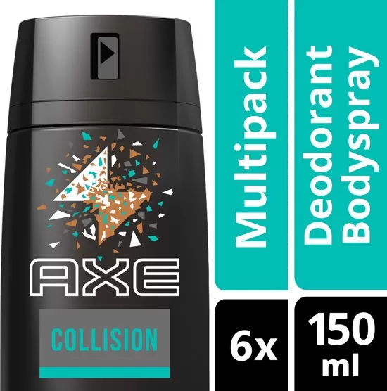 AXE Leer & Koekjes Deodorant Spray 150 ml - Voordeelverpakking 6 Stuks - 0% Aluminiumzouten - Dagelijkse Freshness voor Mannen