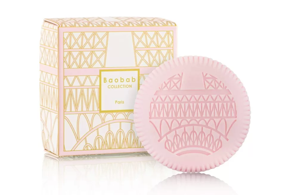 Baobab Paris My First Baobab Seife - Feuchtigkeitsspendend, floraler Duft, Eiffelturm-Design, 100g, mit Baobaböl, Pflege für die Haut