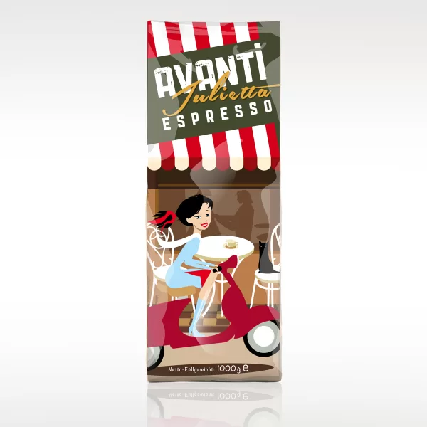 Caffè Avanti Julietta 1000g Bohnen - 70% Arabica, 30% Robusta, klassischer Espresso, traditionelle Trommelröstung, aus Italien