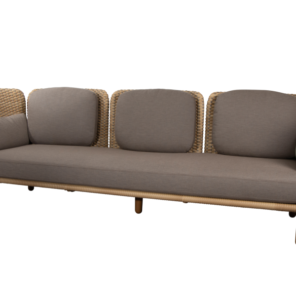 Cane-line Arch Outdoor Modulsofa Taupe | 3-Sitzer mit Chaiselounge & niedrigen Armlehnen | Flexibles, elegantes Design für Garten und Terrasse