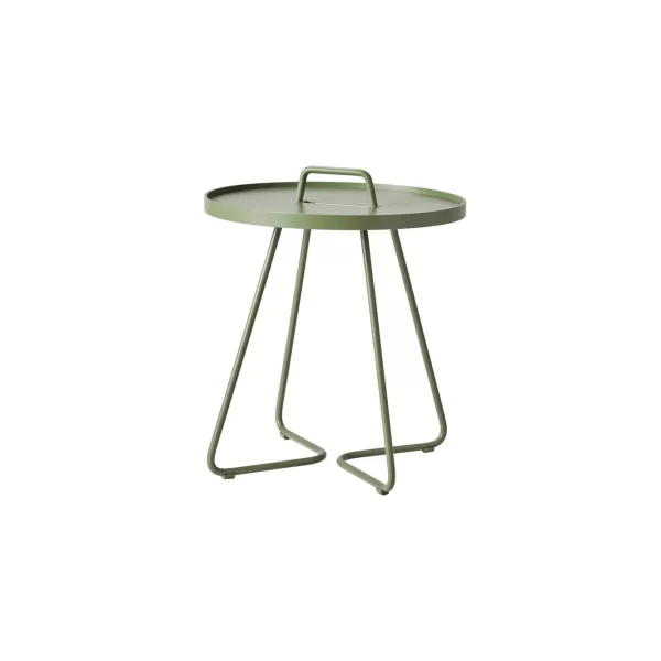 Cane-line On-the-Move Beistelltisch Small - Leicht, abnehmbares Serviertablett, Aluminium, Olive Green, modern & funktional