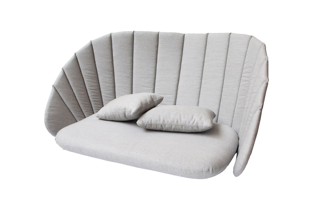 Cane-line Peacock Kissensatz für 2-Sitzer-Sofa in Light Grey - Wetterfest, Pflegeleicht, Nano-Imprägniert, Hoher Komfort, Modernes Design